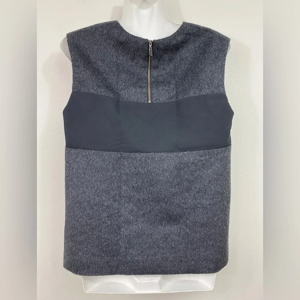 Cue Wool Blend Tank Top Grey & Black Relaxed Box Fit Sleeveless Size 8 to 10 - Picture 2 of 8